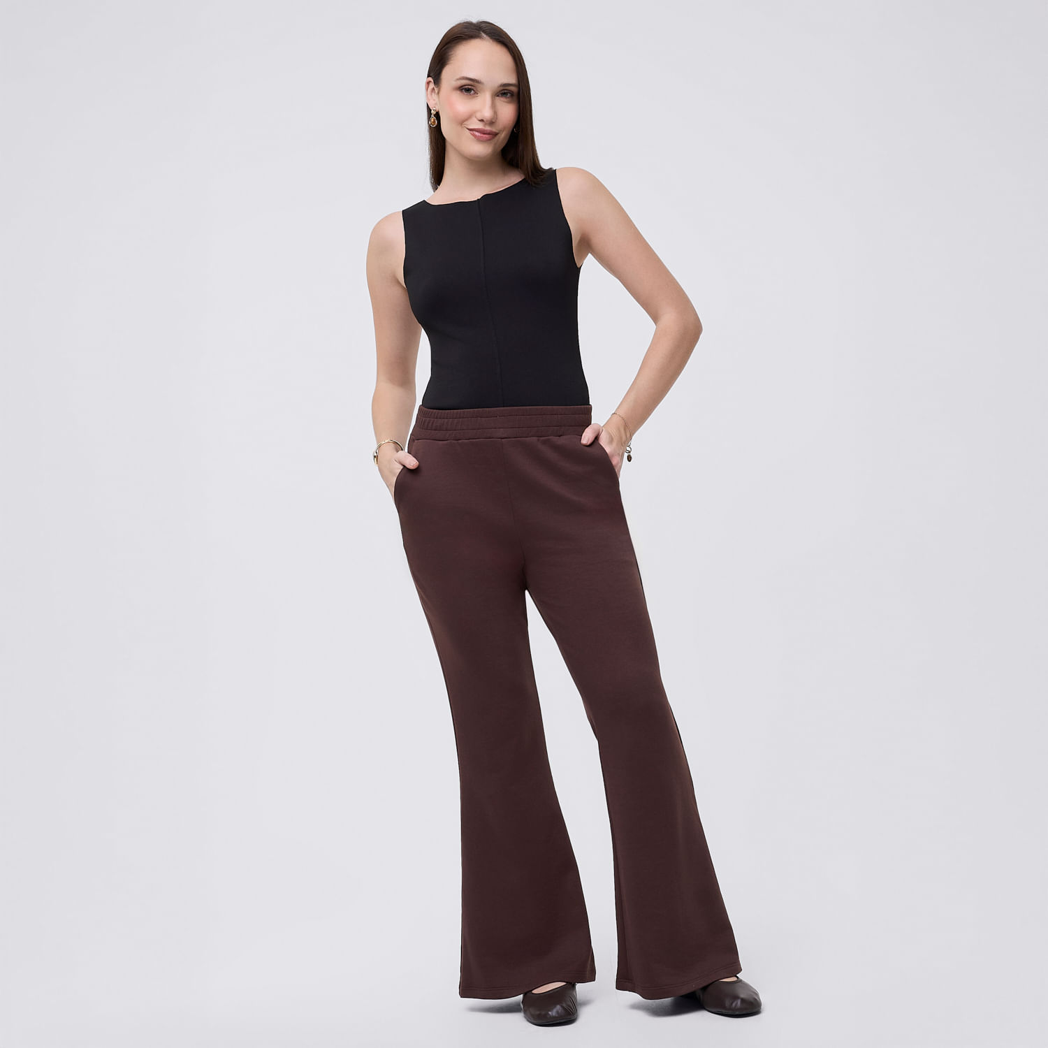 Pantalón De Buzo Mujer Flare Madison Marrón S