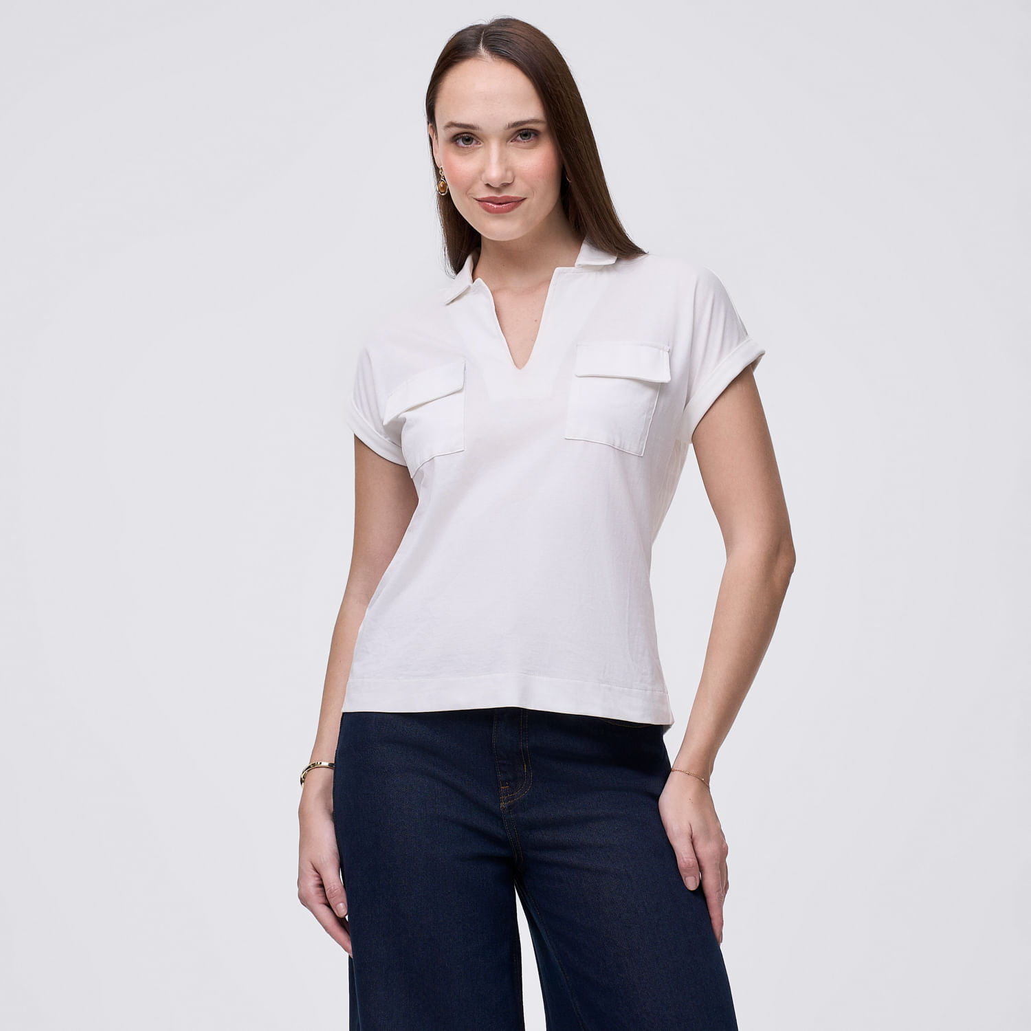 Polo Mujer Pocket Madison Manga Corta Blanco S