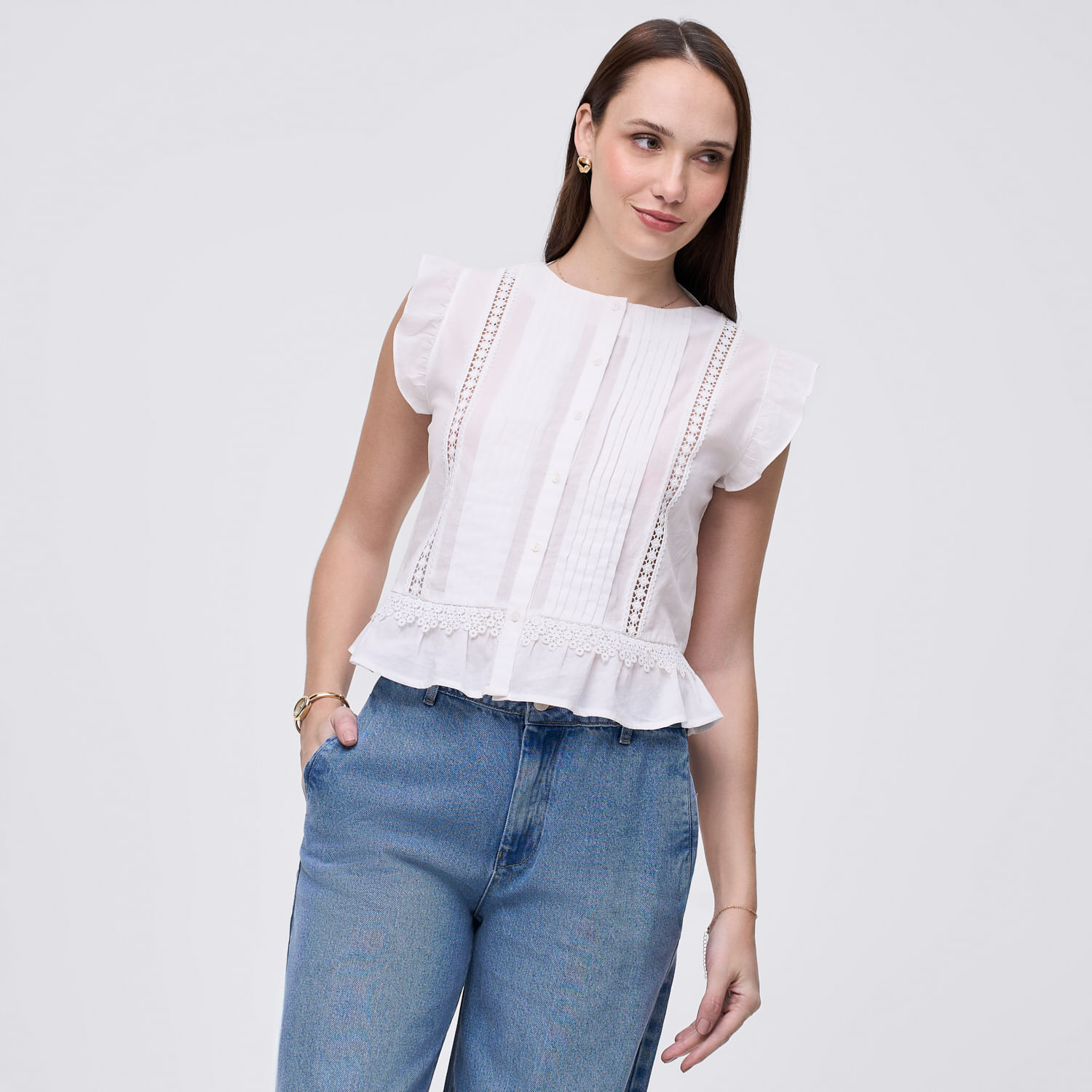Blusa Mujer Bobo Madison Manga Corta Blanco L