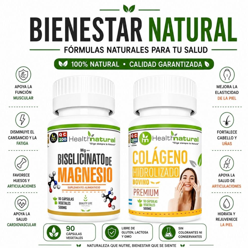 BISGLICINATO MAGNESIO Y COLÁGENO HIDROLIZADO HEALTHNATURAL