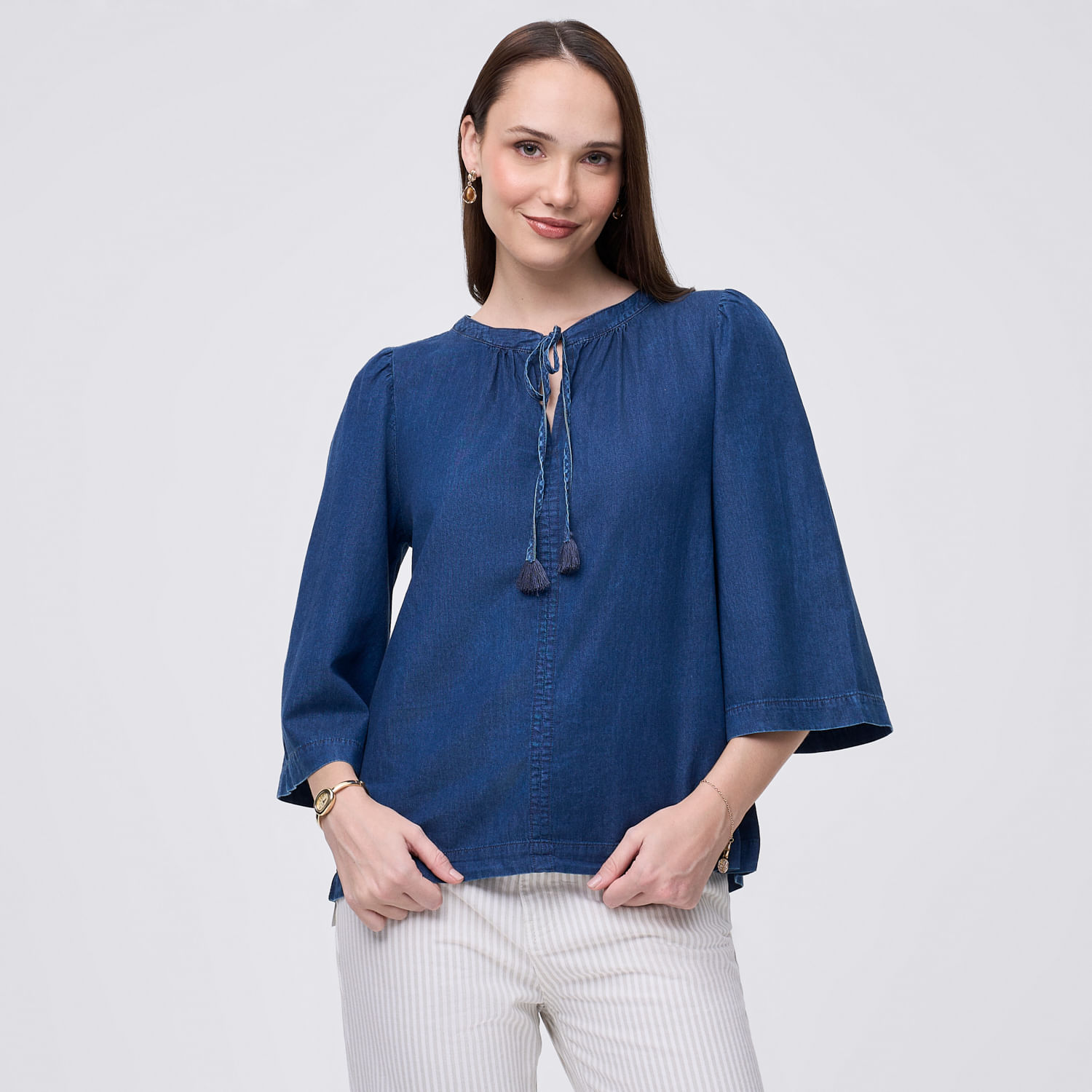 Blusa Mujer Bell Madison Manga 3/4 Cobalto Oscuro L