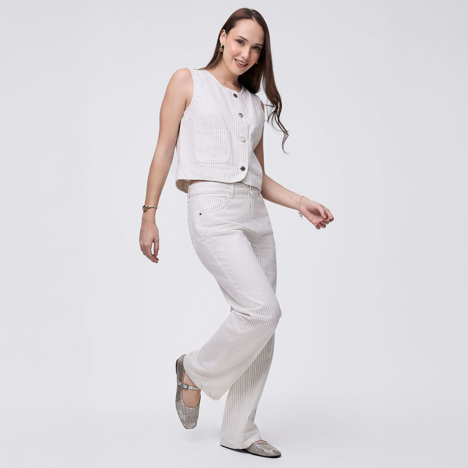 Pantalón Mujer Stripes Madison Blanco 30