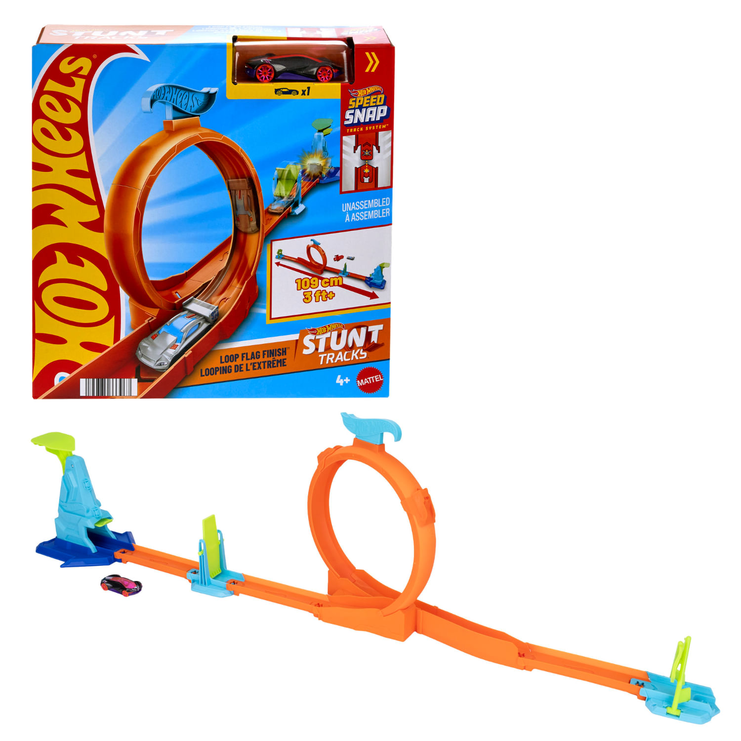 Set De Pista Acrobacias Con Giro Loop Flag Finish Hot Wheels Mattel - Modelo Aleatorio