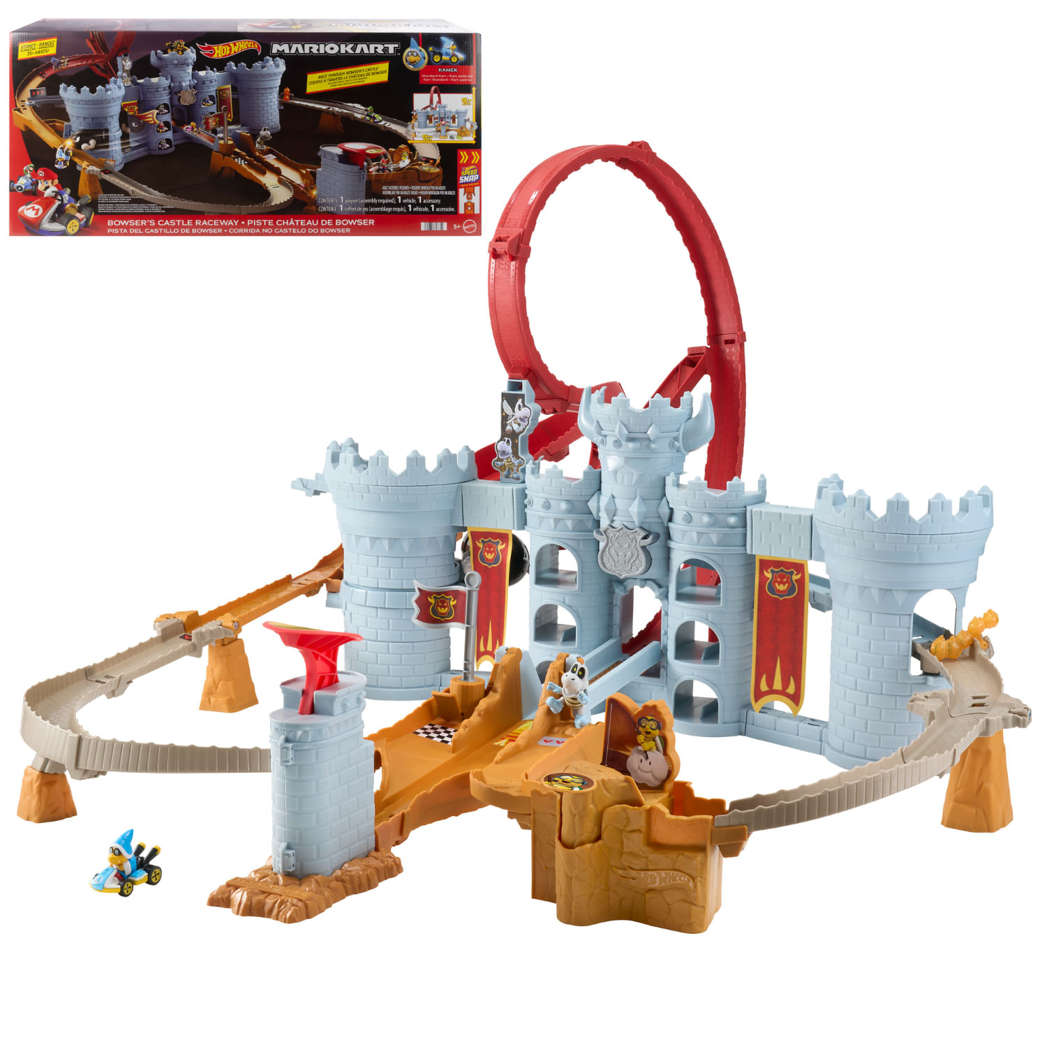 Pista De Carreras Castillo De Bowser Con Vehículo Kamek Mario Kart Hot Wheels Mattel