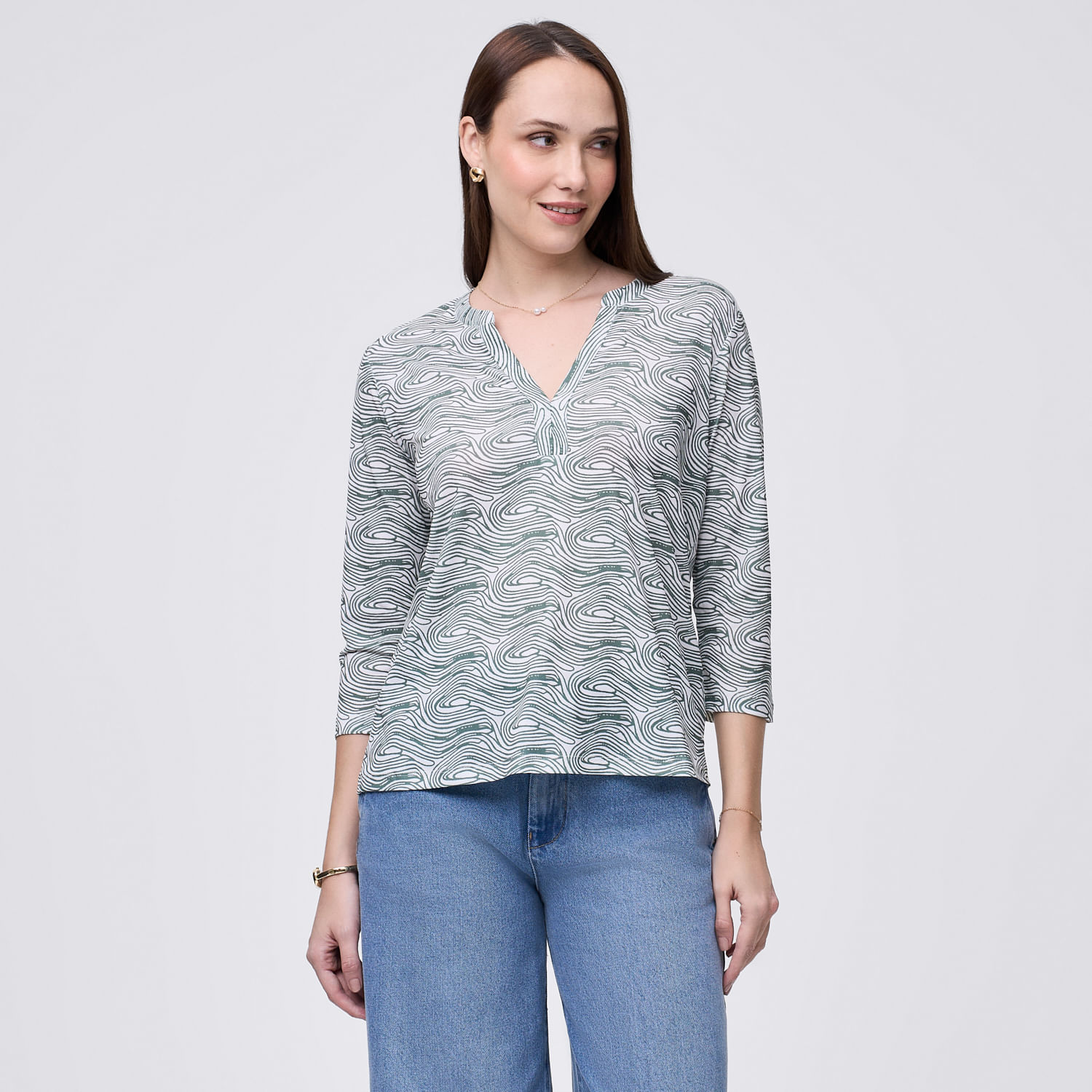 Polo Mujer Crepe Madison Manga 3/4 Verde S