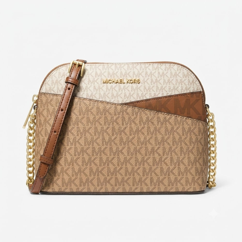 Cartera bandolera de mujer Michael kors elegante y duradera beige marron monogram