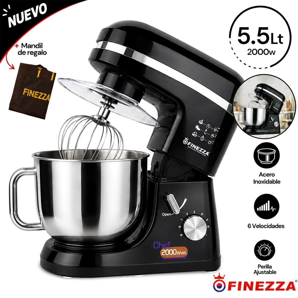 Batidora Eléctrica  Orbital Finezza 2000W 5.5L FZ-6818B Negro
