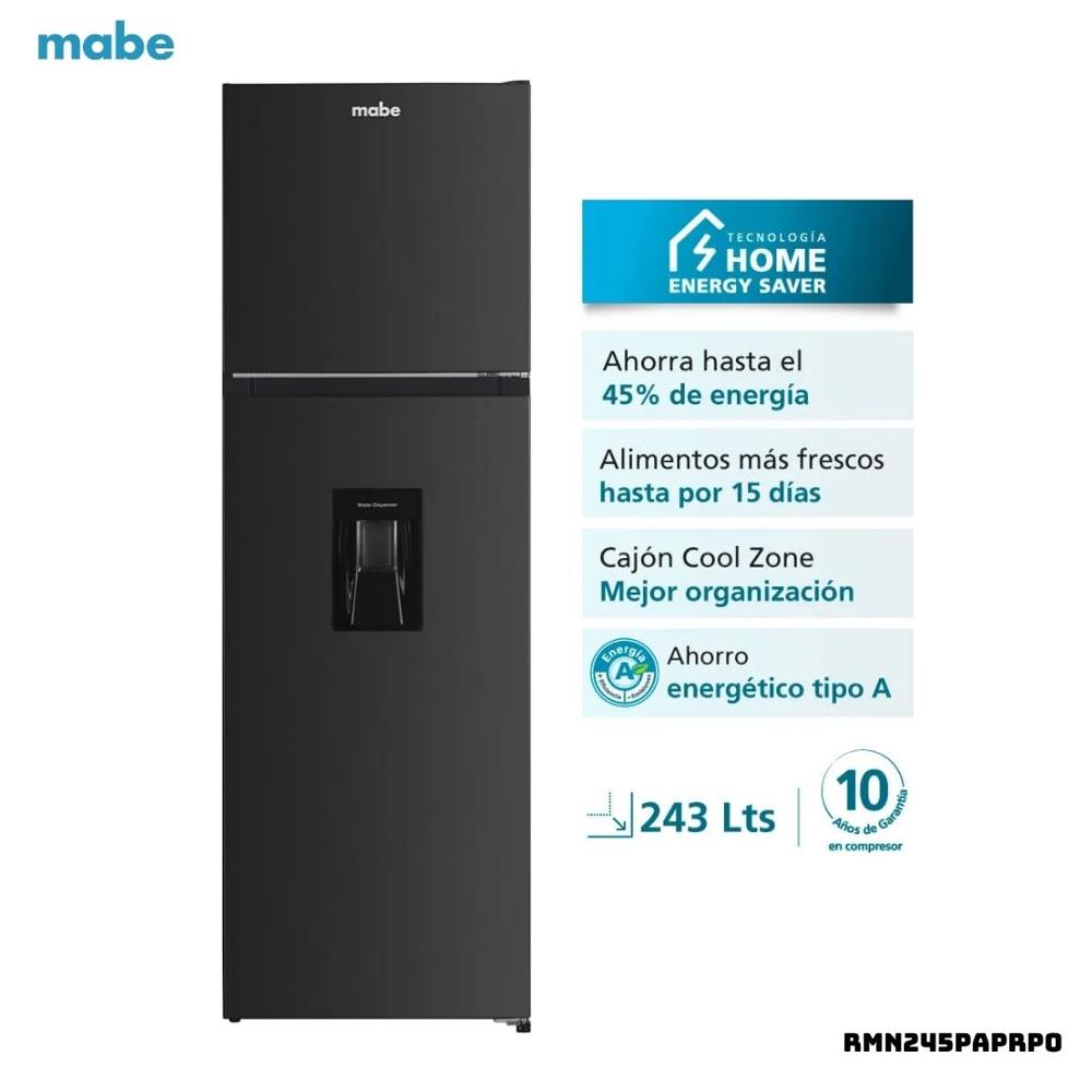 REFRIGERADORA MABE 243 L TOP FREEZER CON DISP DE AGUA GRAFITO - RMN245PAPRP0