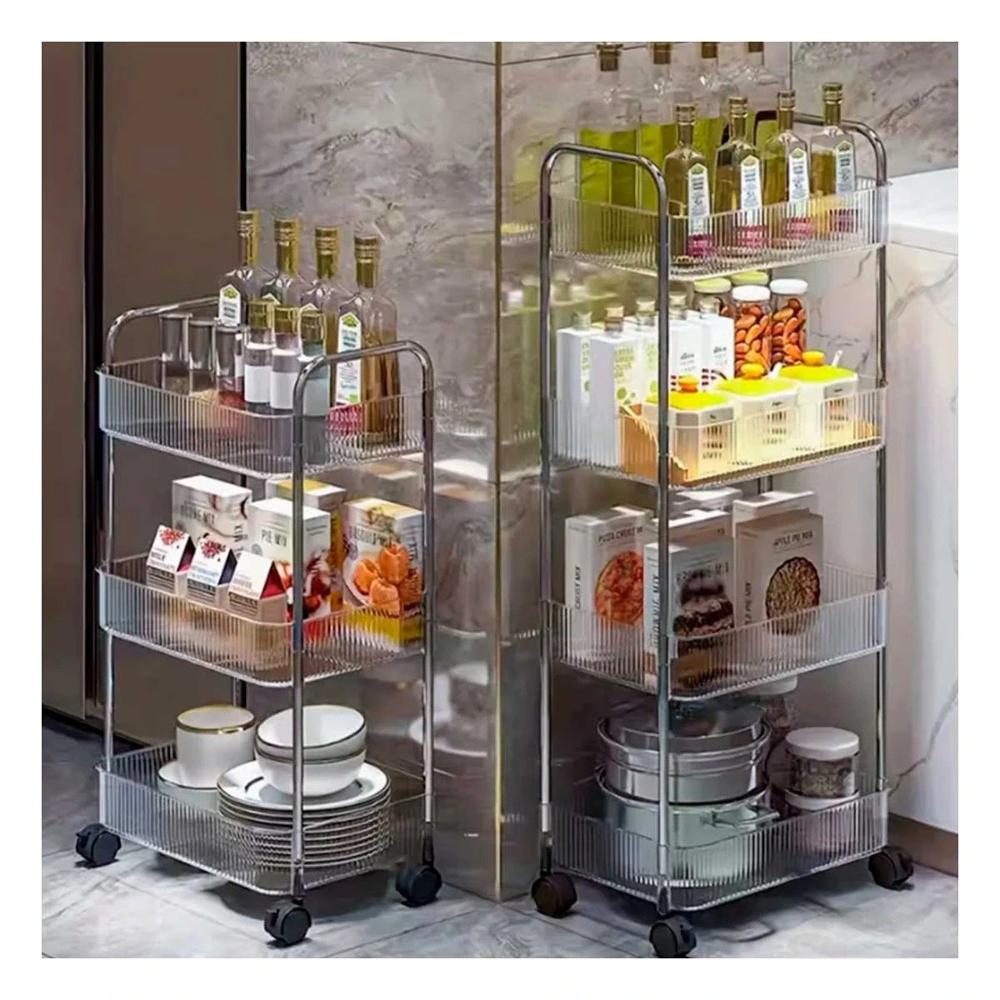 Mueble Compacto de Acrilico 4 Niveles con Asas Transparente para Cocina o Sala Y notas