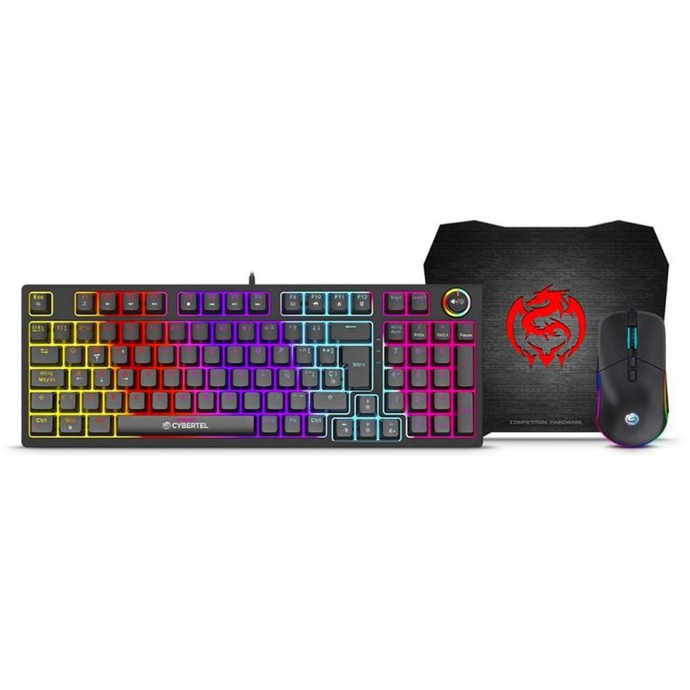 Kit Gamer Cybertel Striker GT1802 Teclado Mecánico Y Mouse Y Pad Mouse
