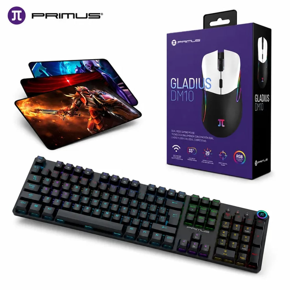 Kit Gamer Primus Gaming Inalámbrico Teclado Mecánico Ballista92T Y Mouse Gladius Y Pad Mouse