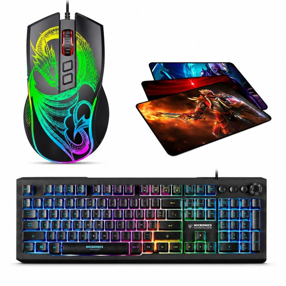 Kit Gamer Micronics Teclado Avanty Y Mouse Dragon Y Pad Mouse