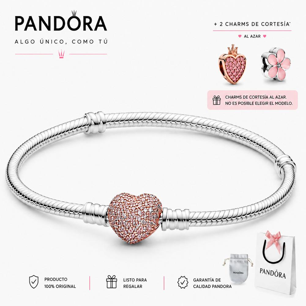 pulsera Pandora corazon rosa talla 18