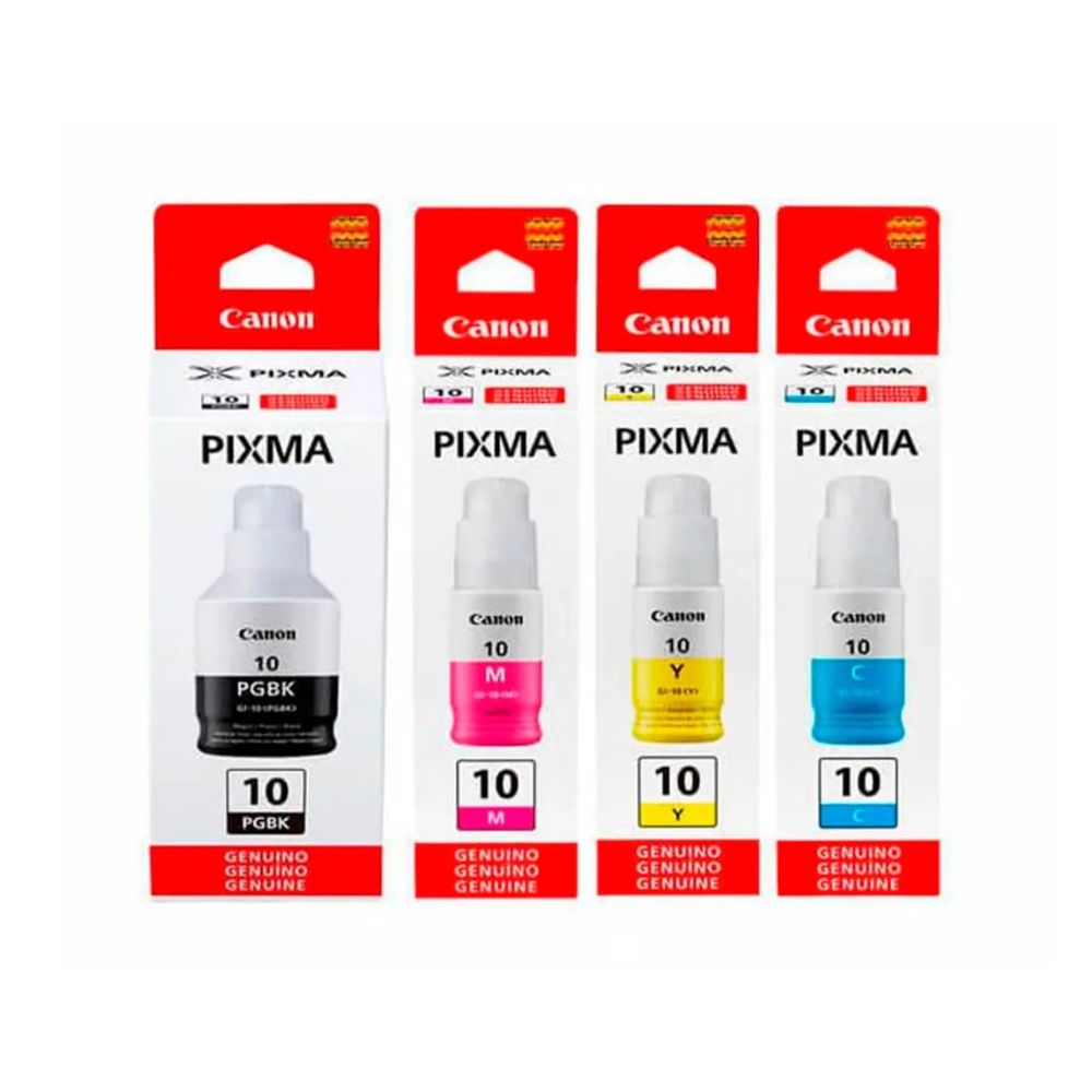 Pack de Tinta  Canon GI-10 Negro, Cian, Magenta, Amarillo