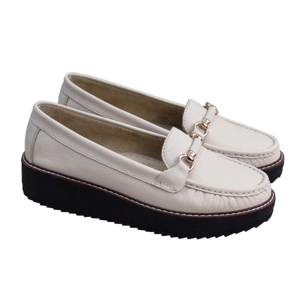 Mocasin Plataforma Mujer Corelli Daniela Cuero Vainilla Talla 35