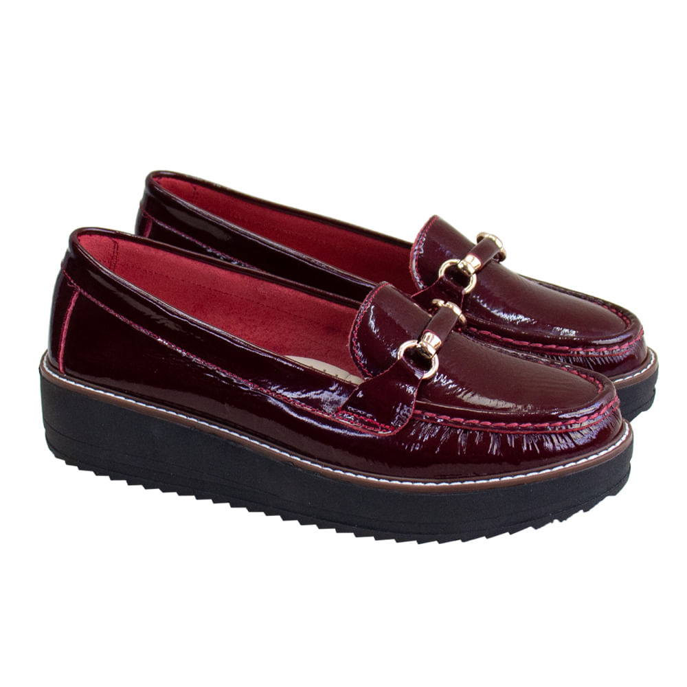 Mocasin Plataforma Mujer Corelli Daniela Charol Vino Talla 39