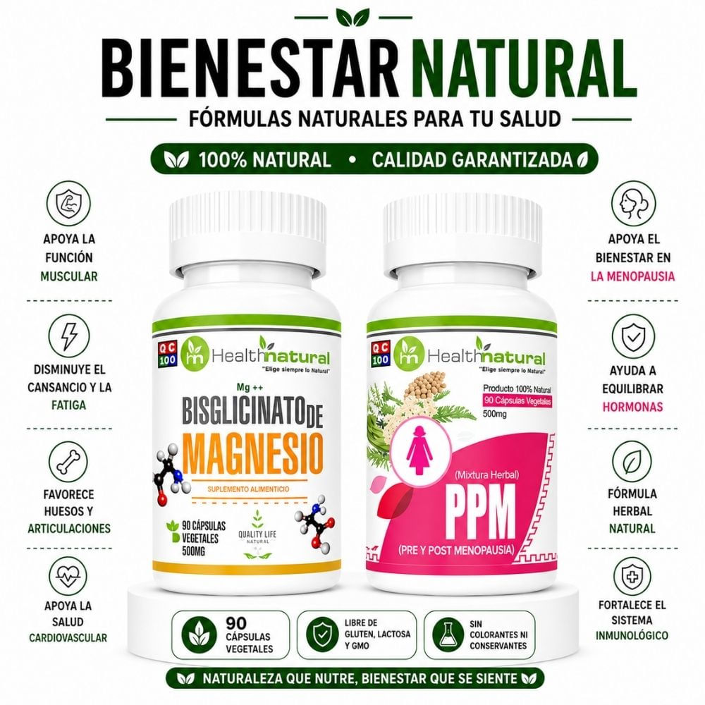 BISGLICINATO MAGNESIO Y PPM PRE Y POST MENOPAUSIA HEALTHNATURAL