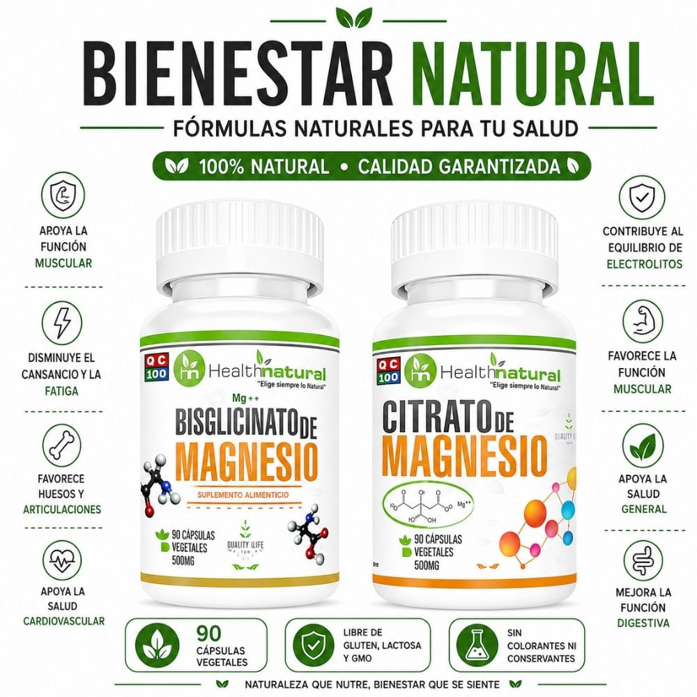 BISGLICINATO MAGNESIO HEALTHNATURAL Y CITRATO MAGNESIO HEALTHNATURAL