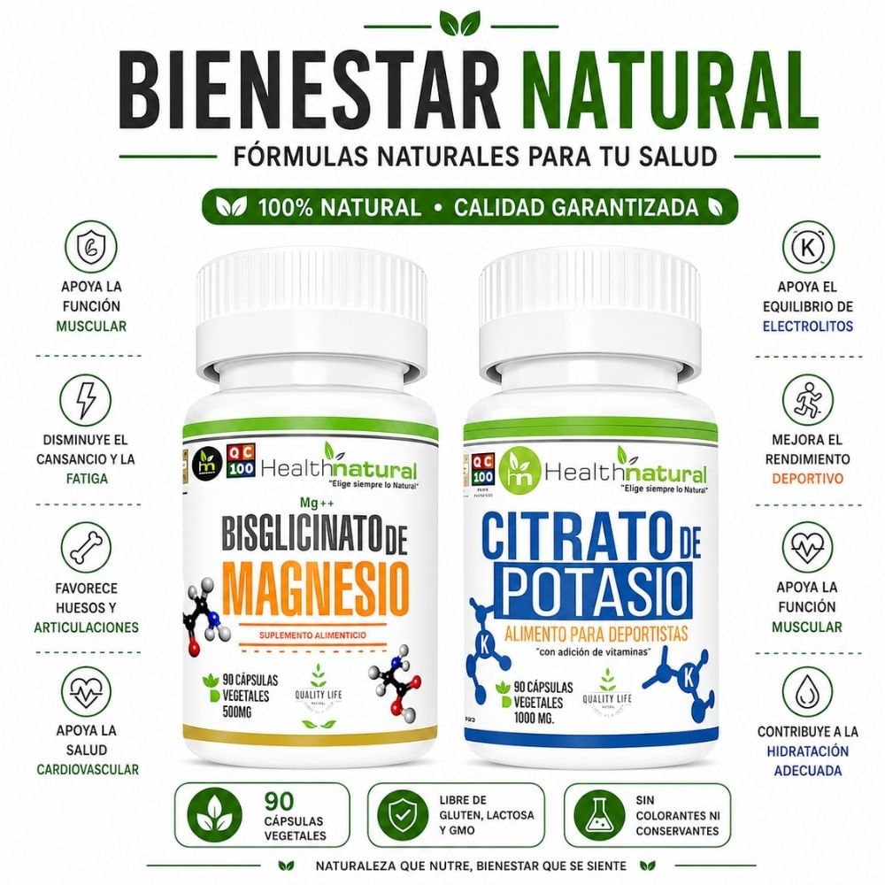 BISGLICINATO MAGNESIO HEALTHNATURAL Y CITRATO POTASIO HEALTHNATURAL