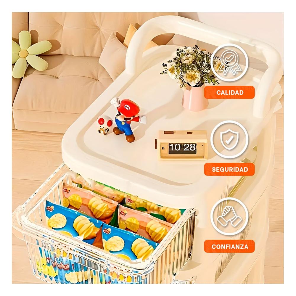 Mueble Organizador Cerrado con Cajones 4 Niveles y Asa Beige Claro Multiuso YPapel Regalo