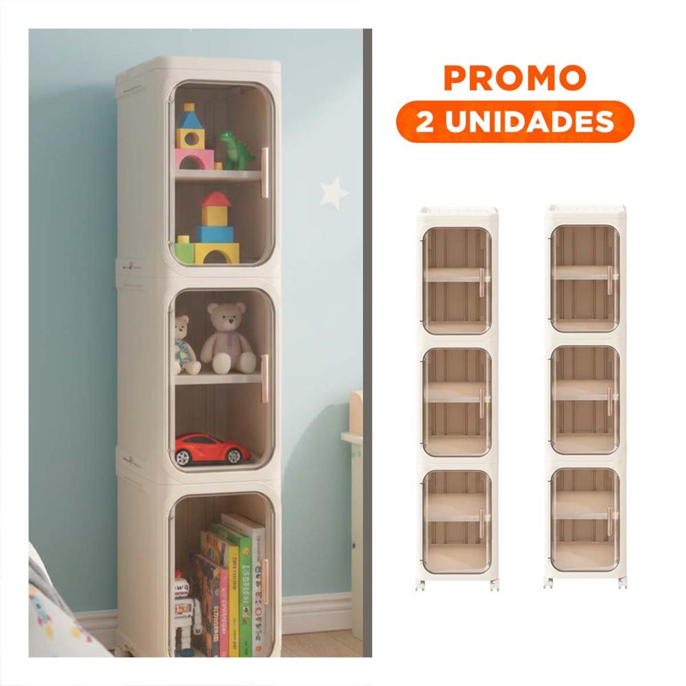 Pack2 Ropero Plegable 3 Niveles para Almacenamiento Ligero e