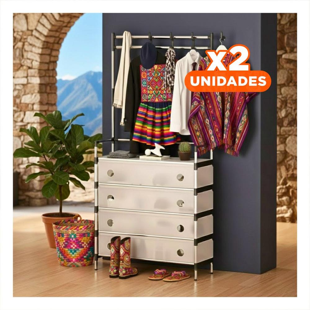 Pack2 Organizador con Perchera Cerrado para Uso Interior en Casa y Hogar Y Regalo Sticker