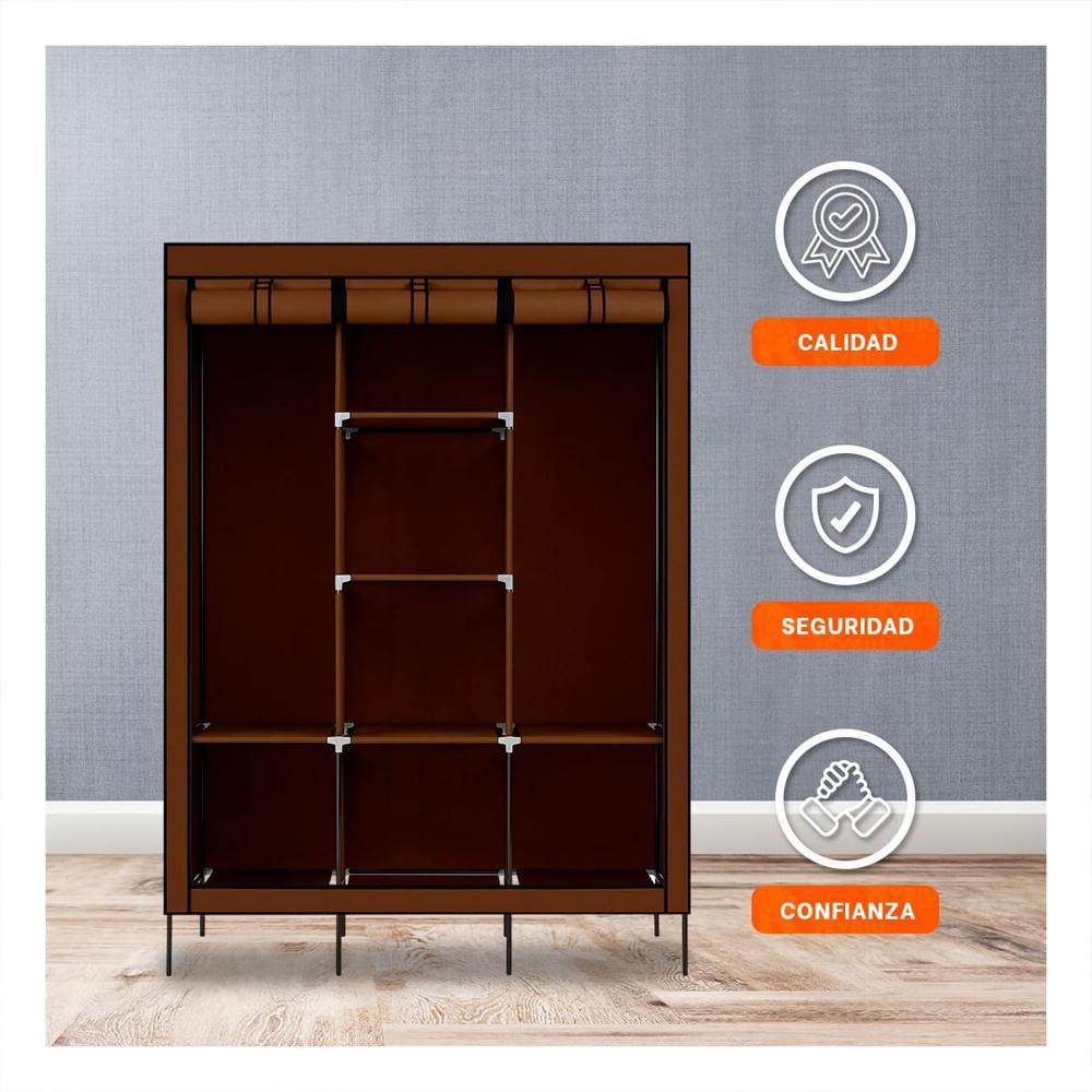Guardarropa Compacto Textil Plegable con Tubos de Metal Marron 175x45x130cm YPapel Regalo
