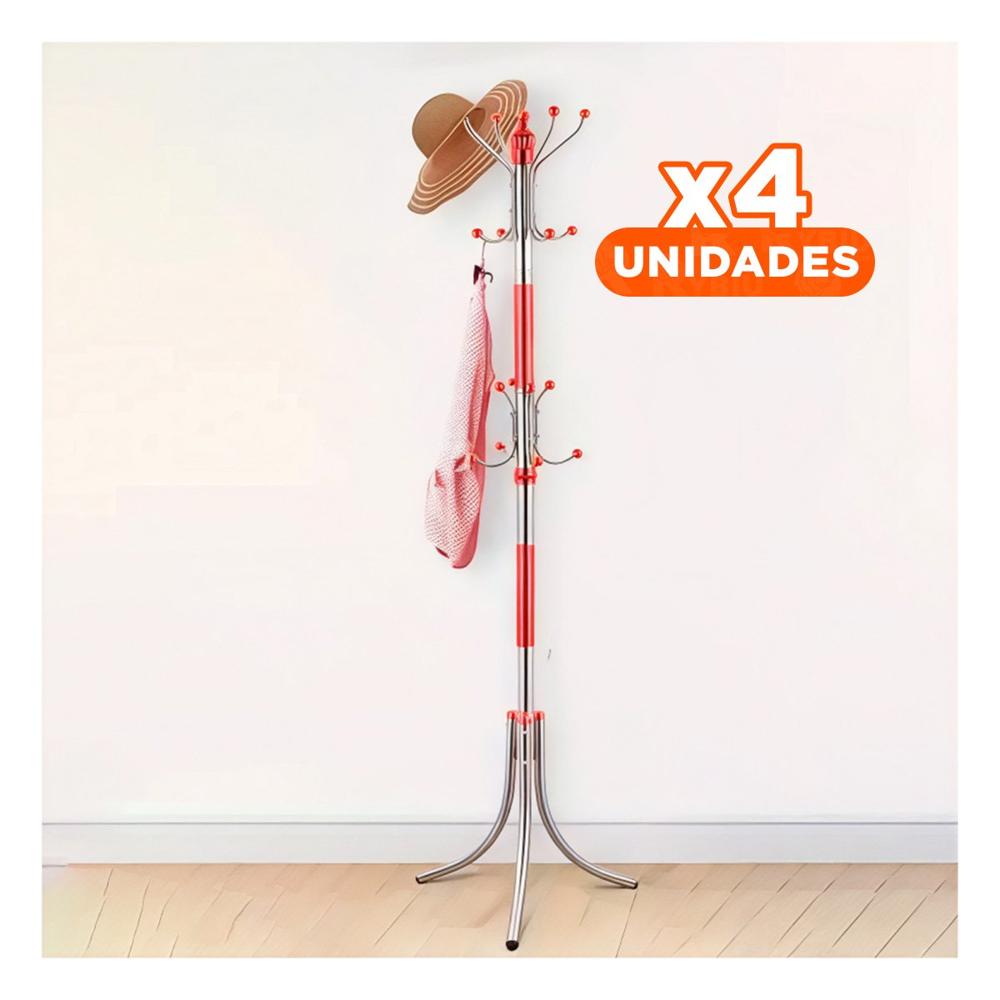 Pack4 Estacion de Colgado 172cm Rojo y Plateado Estructura Firme Actual y Pro