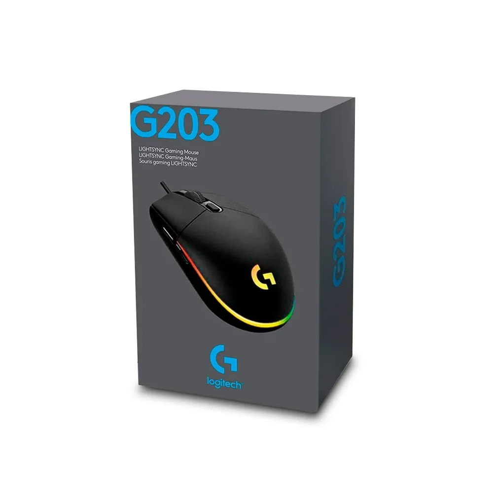 Mouse Logitech G203 RGB LIGHTSYNC Con 6 Botones P/Juegos Negro