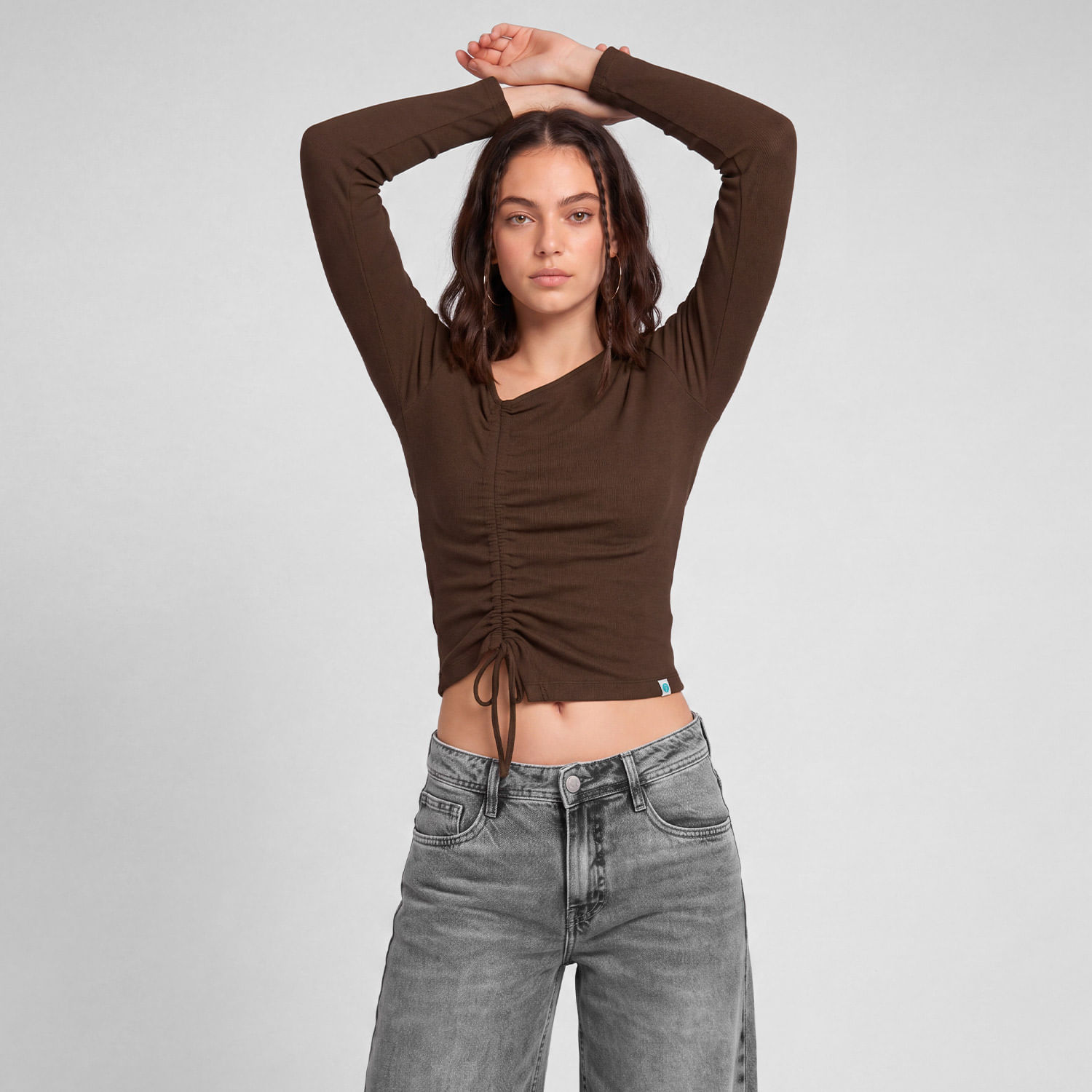 Polo Mujer Nareza Squeeze Manga Larga Marrón M