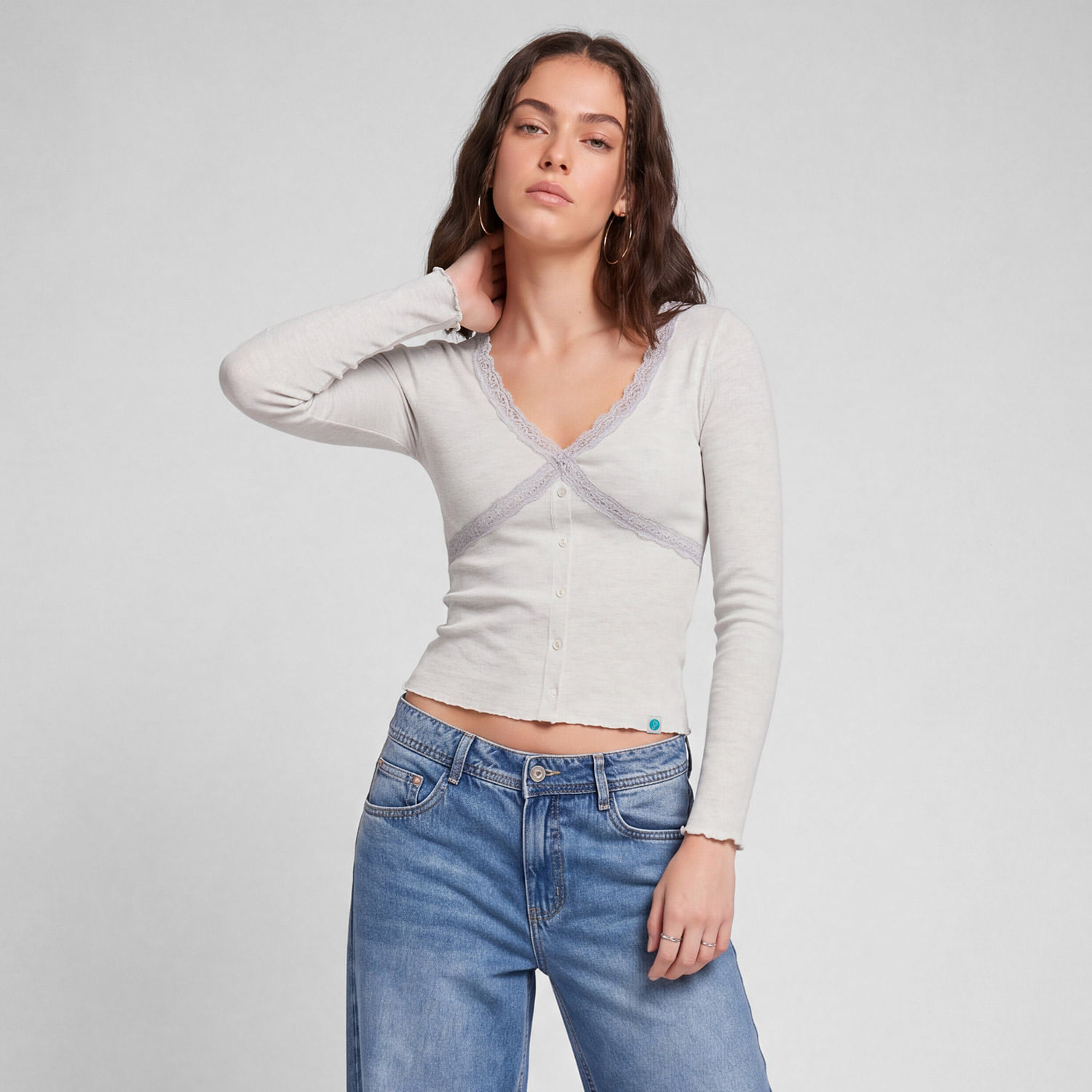 Polo Mujer Kaledy Squeeze Manga Larga Gris Claro M