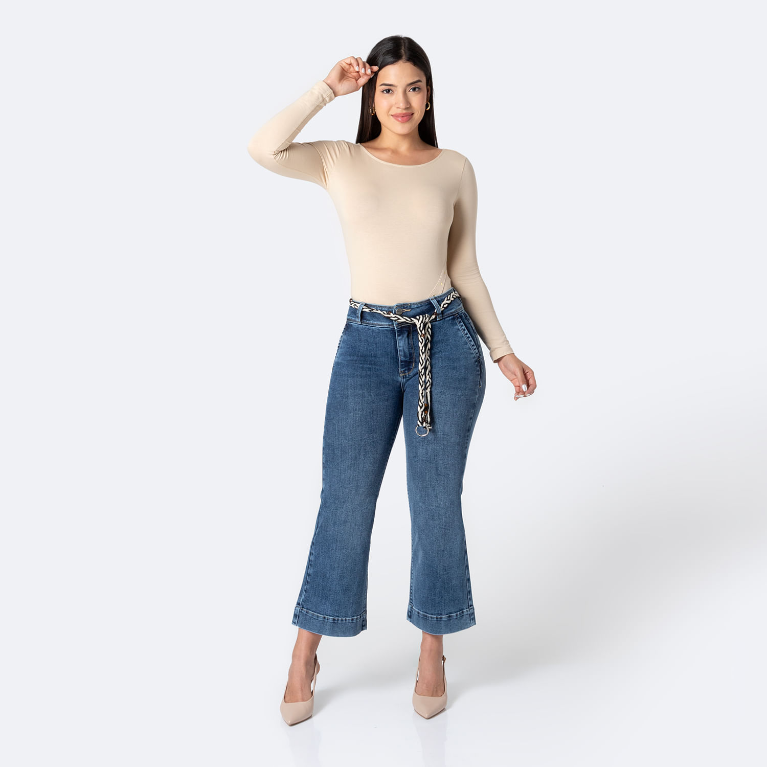 Jean Mujer Pameh Pionier Cropped Azul Acero 32