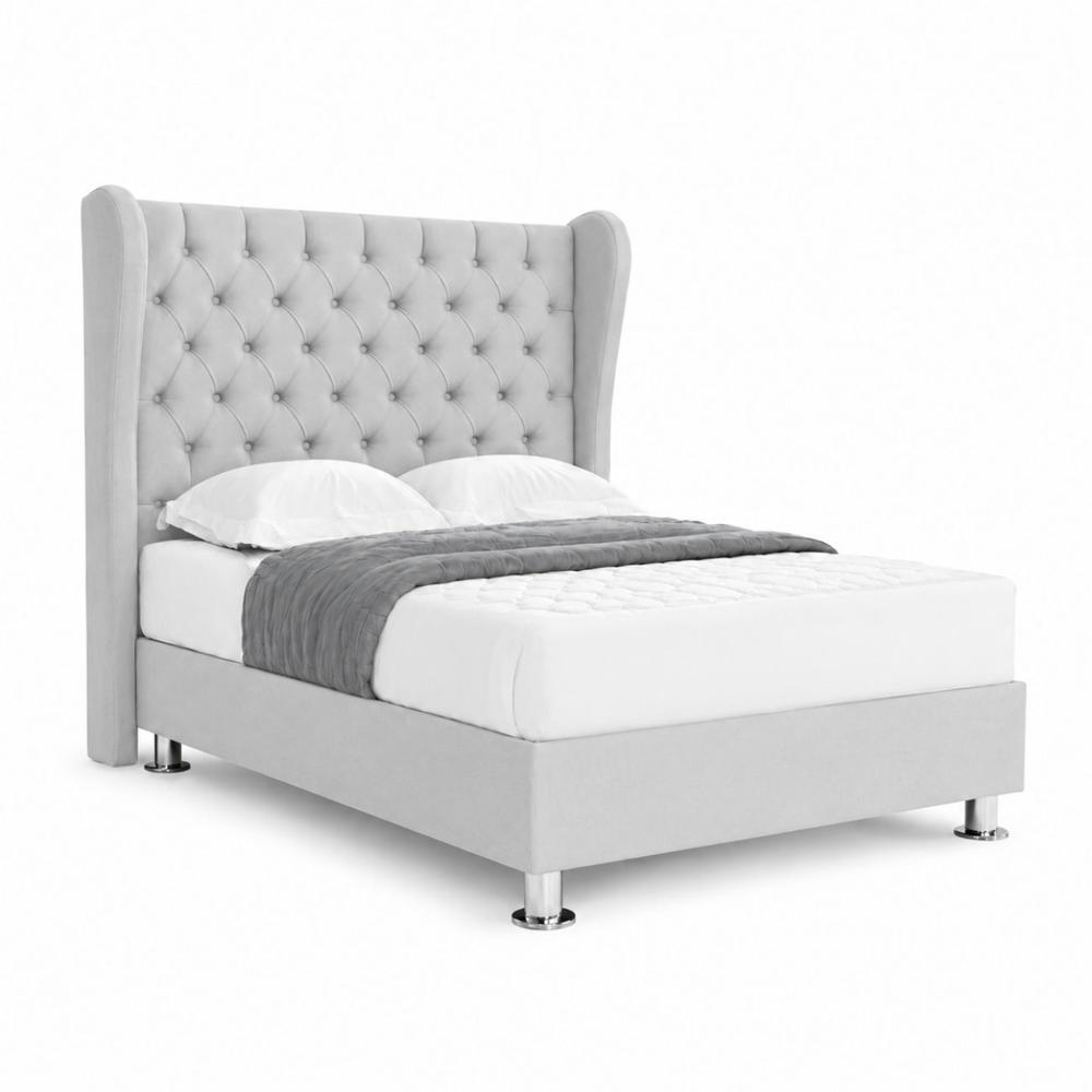 Cama Tapizada Elegance 2 Plazas Gris Plata