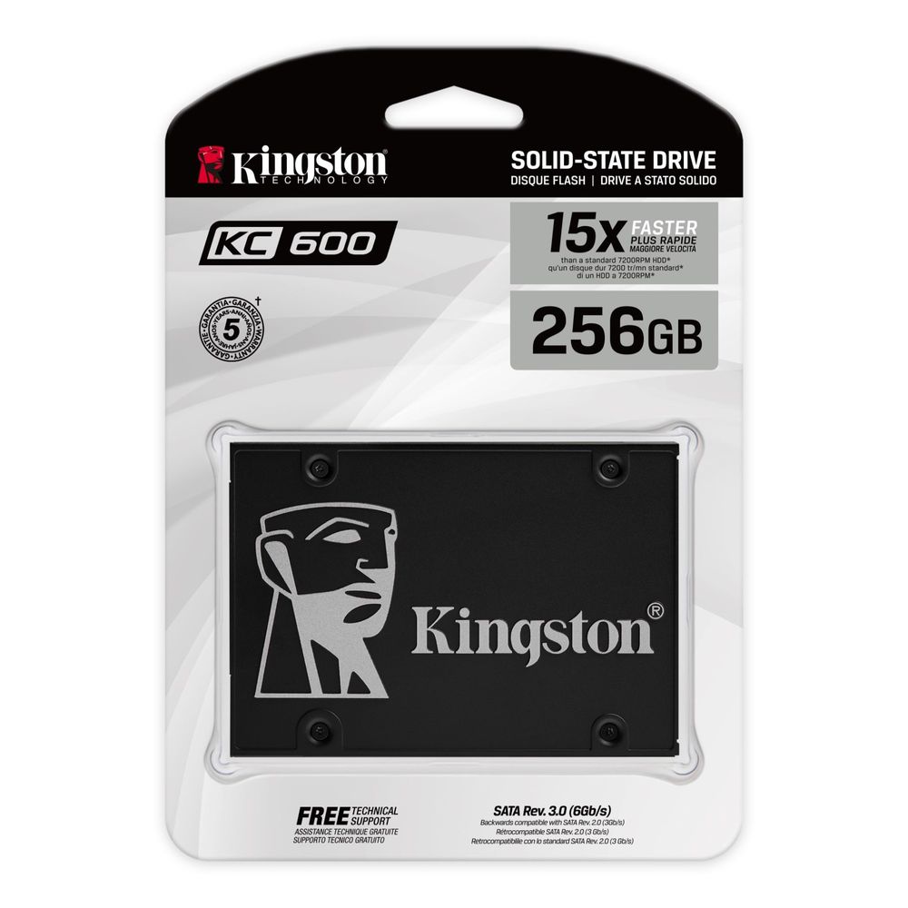 Disco Solido Kingston KC600 256GB SSD 2.5"" 3D TLC. Cifrado XTS-AES de 256 bits