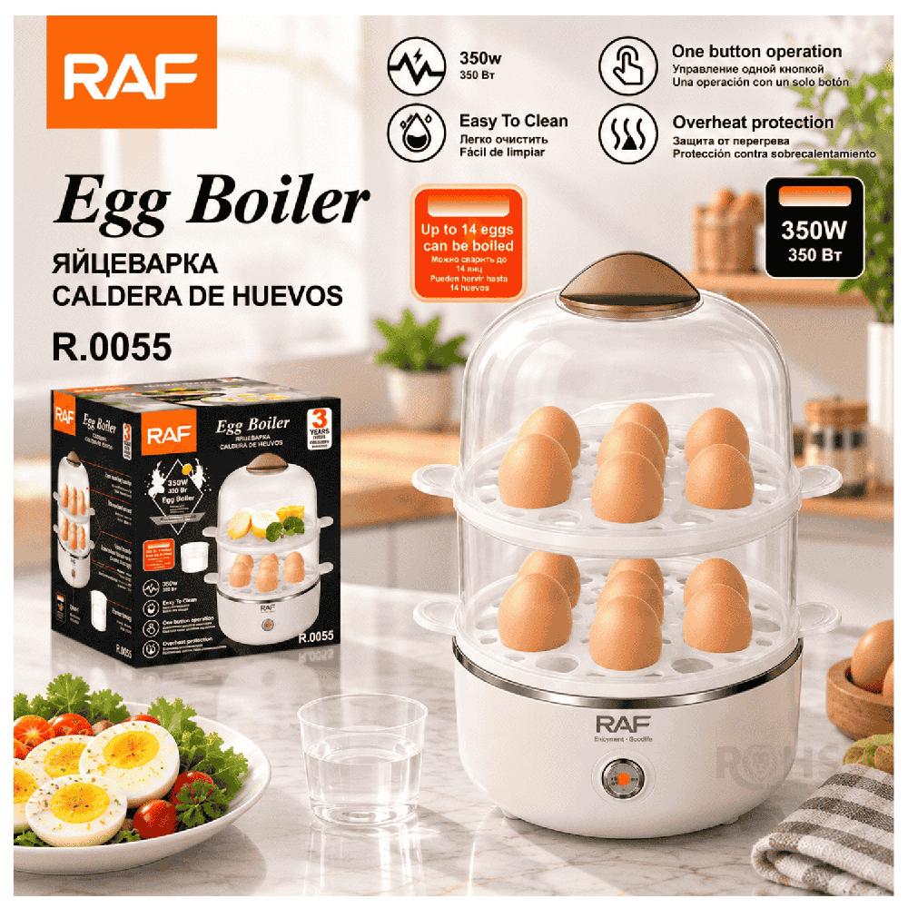 Sancochador De Huevos Eléctrico RAF R.0055 350W Capacidad 14 Huevos Vaporera De 2 Niveles
