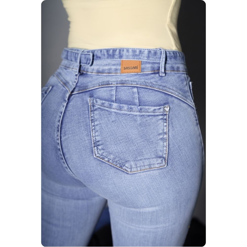 PANTALON MUJER SKINNY RAQUEL MARCA SASSARI 28 Celeste