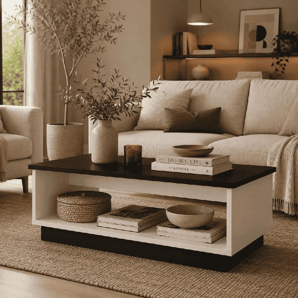 Mesa de centro rectangular Siena negro Muebleo.pe