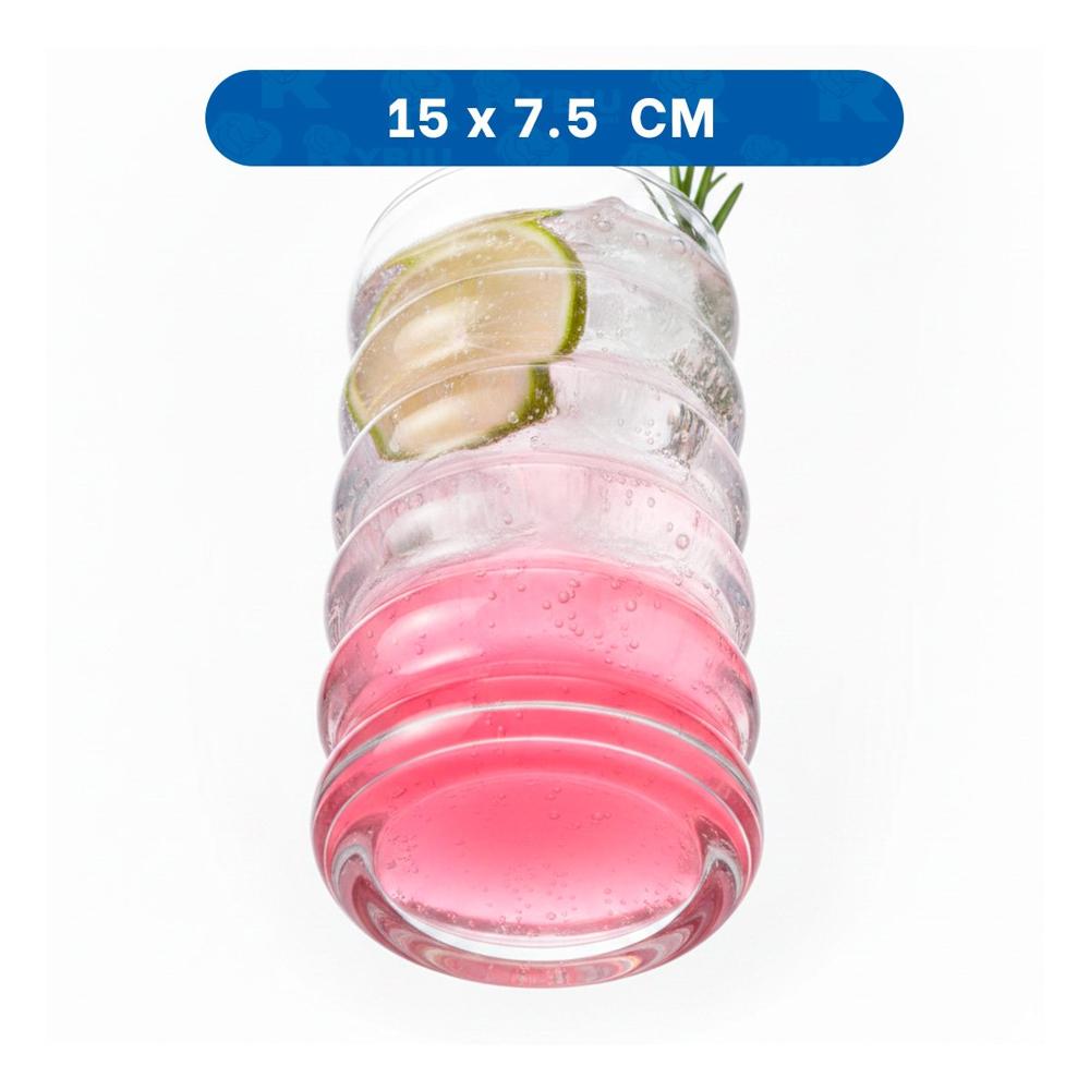 Pack4 Copa de Vidrio Estilo 6 Curvas Transparente para Uso Diario en Casa YPapel Regalo
