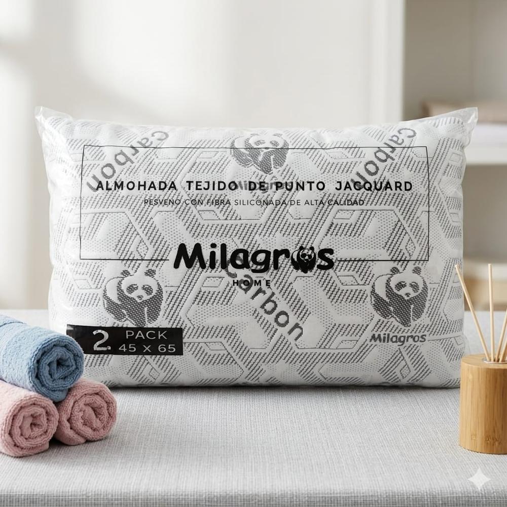 PACK DE ALMOHADAS GEMELAS CARBON ACTIVADO PREMIUM 45X65 CM