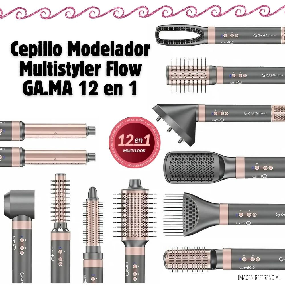 Cepillo Modelador Gama UNIQ FLOW 12 En 1 Multistyler - HDCBR0000000669