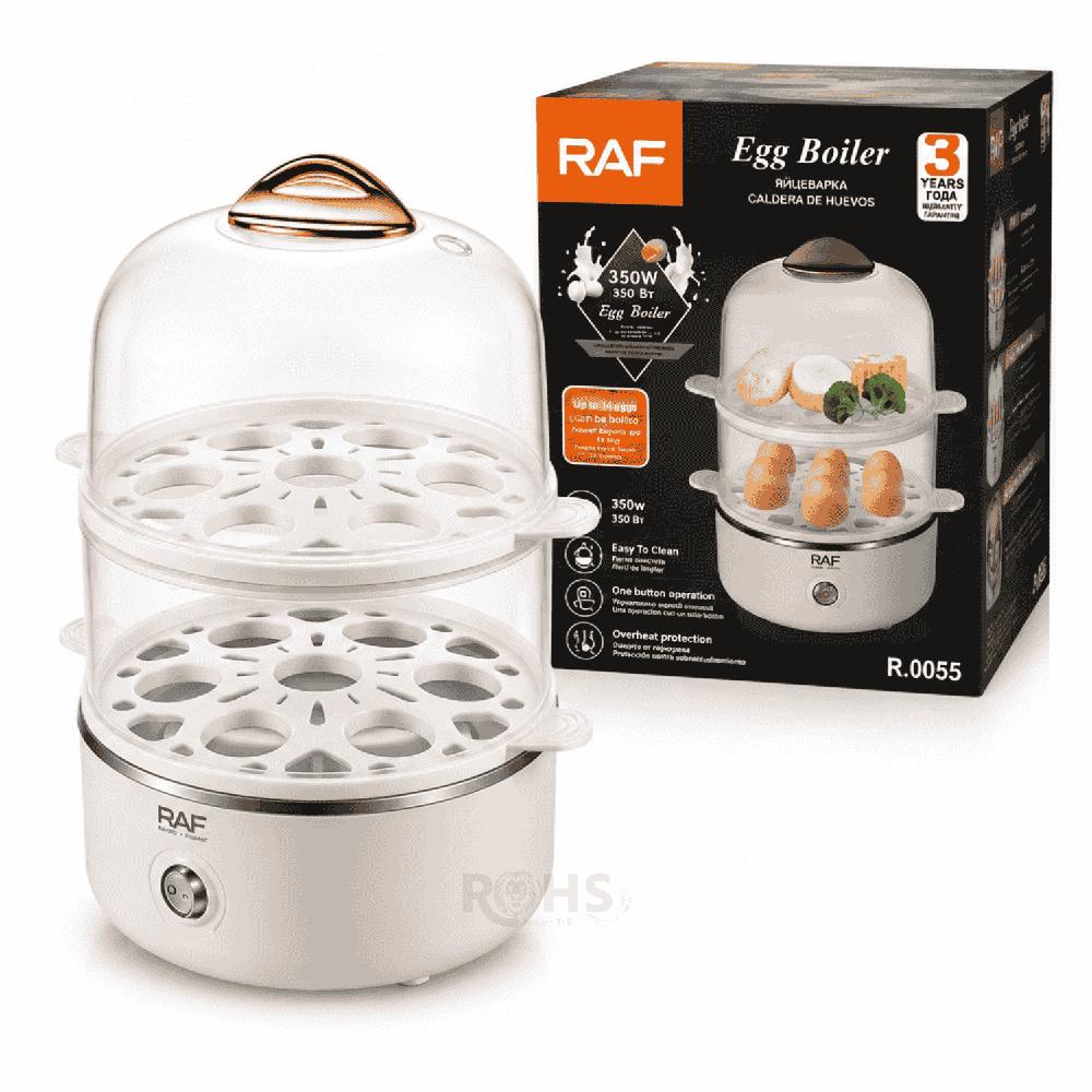 Sancochador De Huevos Eléctrico RAF R.0055 350W Capacidad 14 Huevos Vaporera De 2 Niveles