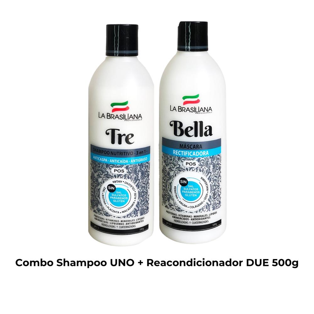 Combo Shampoo Tre Con Máscara Bella 500G Nutrición Capilar