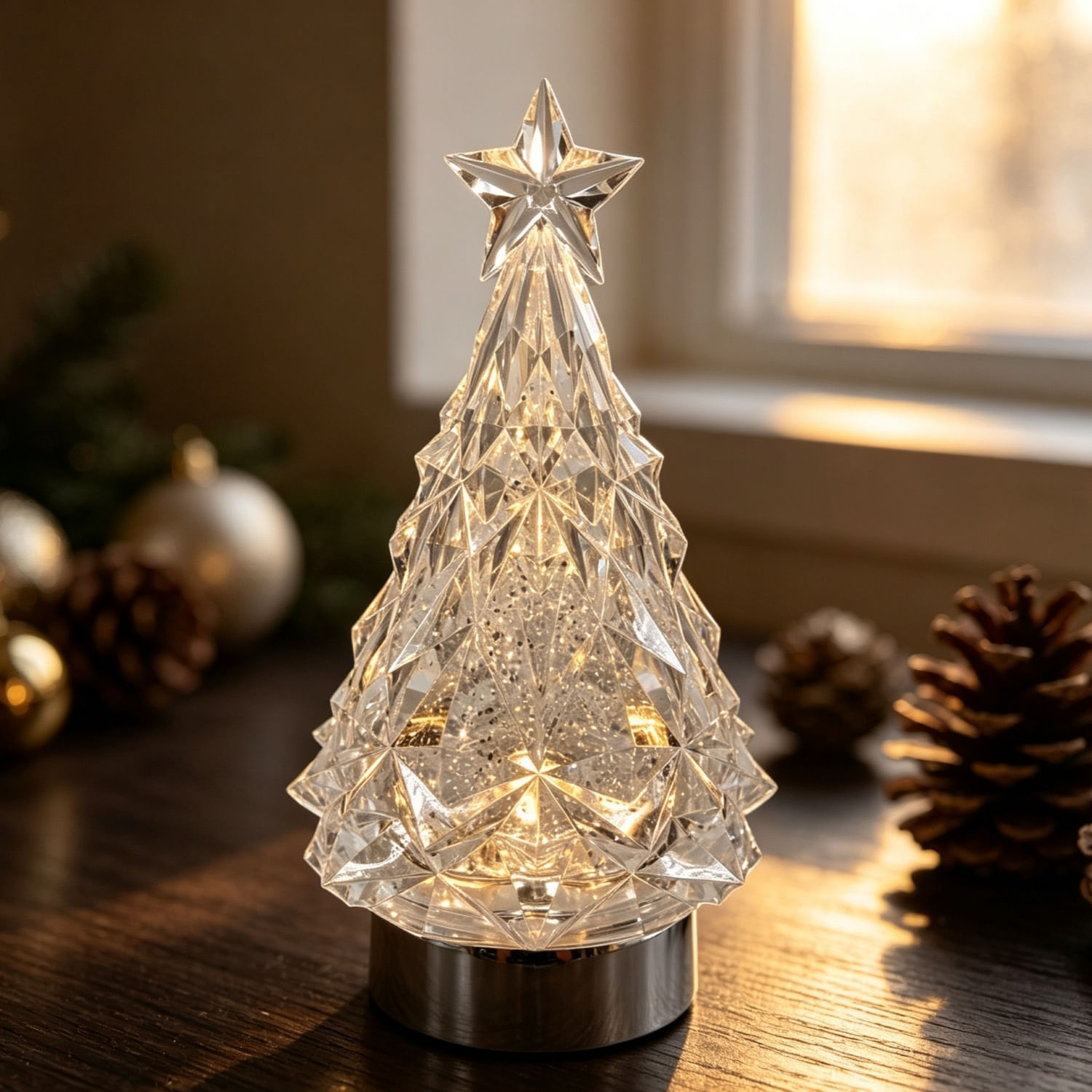 Árbol Transparente Acrilico Led 23 Cm