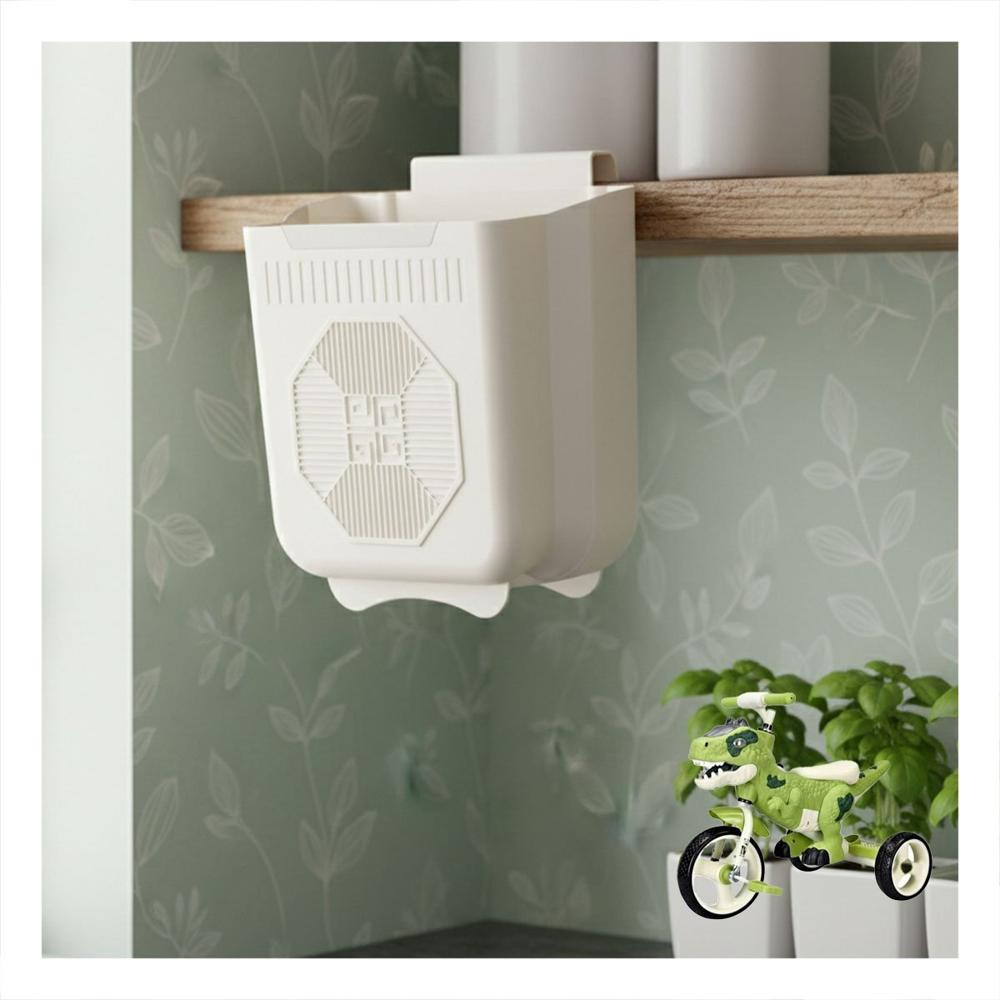 Basurero Plegable para Puerta 22x21x12cm Crema y Plomo para Lavadero Y Papel Regalo