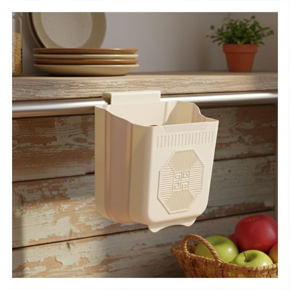 Deposito Plegable Puerta 26x25.5x15.5cm Plomo y Crema para Lavadero Casa Y notas