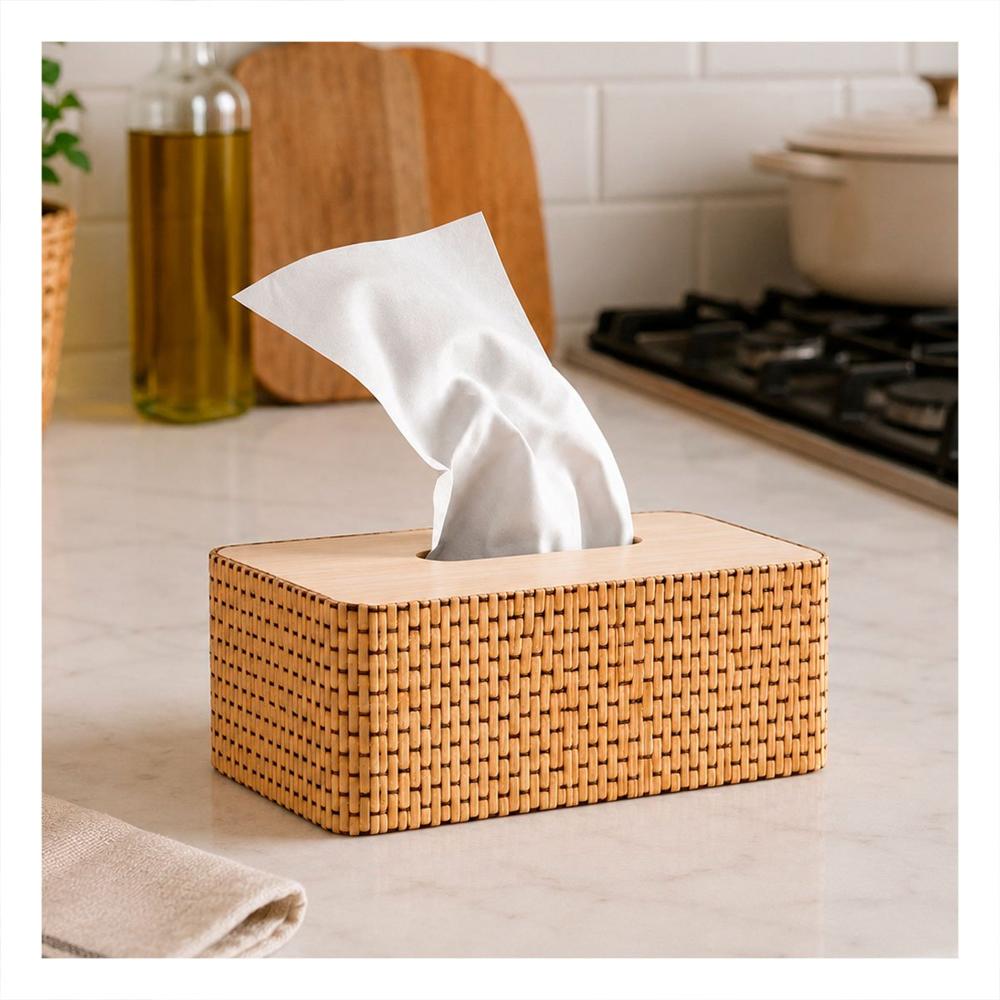 Servilletero Bambu para Cocina Color Mostaza Claro 21x13x8 cm YSticky