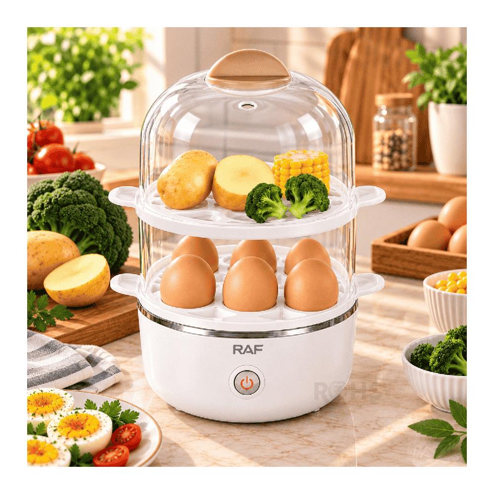 Hervidor y Sancochador De Huevos RAF R.0055 Eléctrico Multifuncional de 2 Niveles