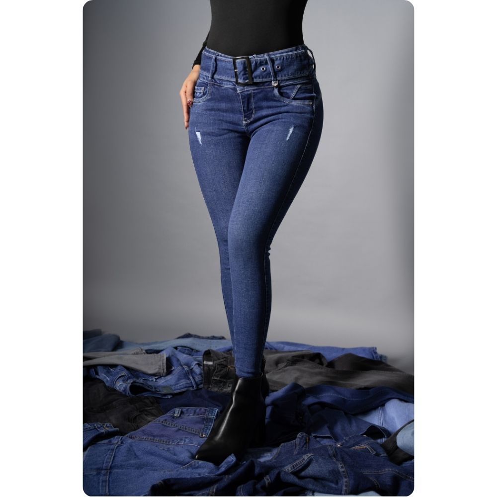 PANTALON MUJER SKINNY MOANA MARCA SASSARI 34 Azul