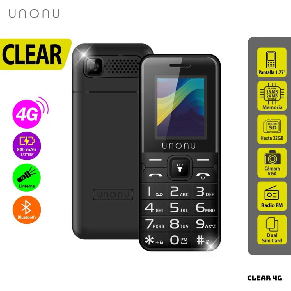 CELULAR BASICO UNONU CLEAR 4G DUAL SIM - NEGRO