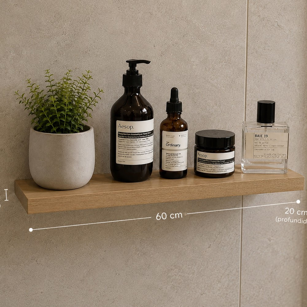 Repisa Flotante Panela 60x20 x 1.8 cm de Melamina para baño